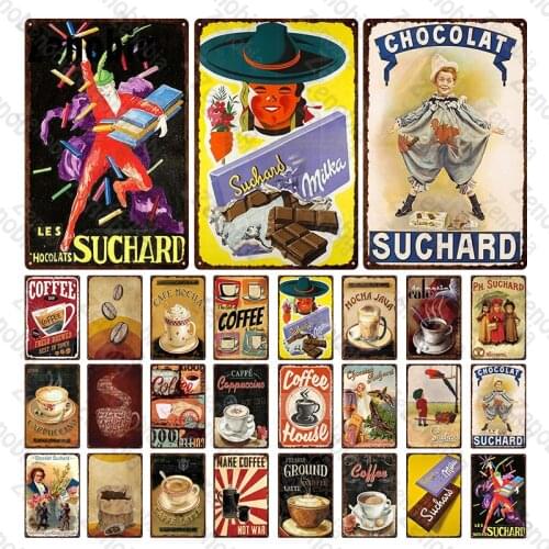 Coffee Metal Sign Tin Sign Metal Painting Chocolate Classic Wall Decor for Cafe Home Kitchen Hotel Restaurant Man Cave Decor