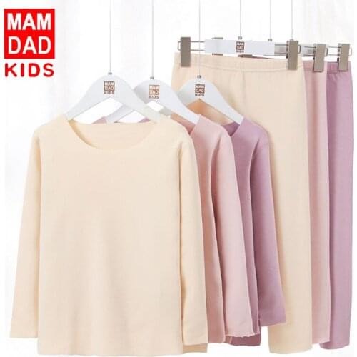 Teen Girl Underwear Sets Autumn Winter Kids Solid Cotton Soft Pajama Set Thick Warm High Quality Sleepwear Suits for Girl 4-12 Y