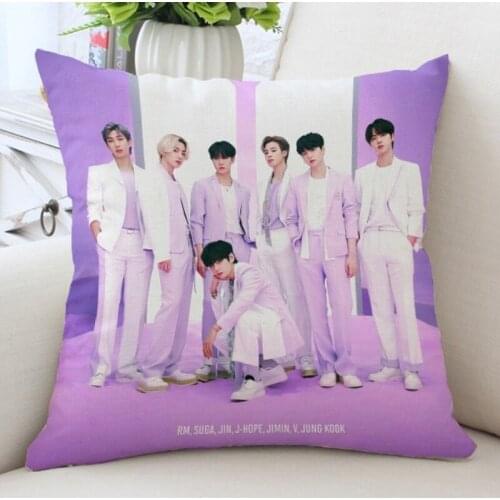 Kpop Bangtan Boys 2021 Album THE BEST Printed Pillow Case Jimin Jungkook Suga Jin J-hope V RM Double-sided Pillow Cover 45 x 45