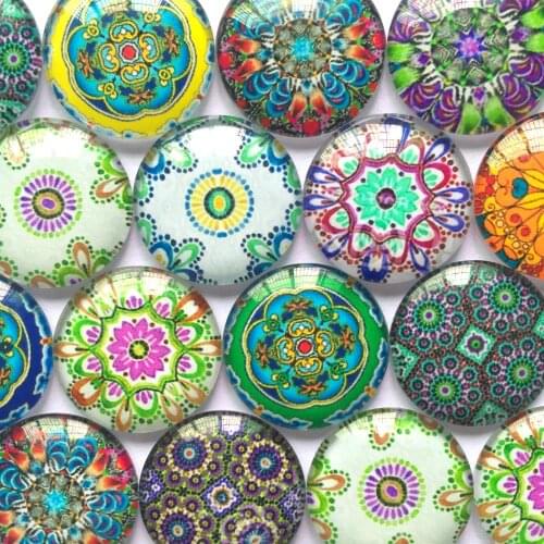 ZEROUP Round Glass Cabochon 12mm 20mm Mixed Pattern Handmade Diy Embellishments Suppies for Jewelry Clasps Craft TP-380