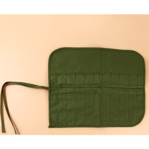 Multifunction Roll Up Canvas Pencil Case Draw Pen Paint Brush Bag Leather Tool Bag Toolkit Leathercraft Accessories