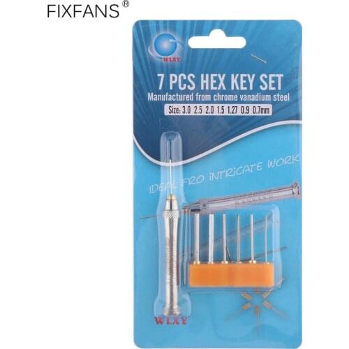 7Pcs Small Metric Allen Key Set Interchangeable Hex Wrench Screwdriver Bits Kit 0.7mm 0.9mm 1.27mm 1.5mm 2.0mm 2.5mm 3.0mm