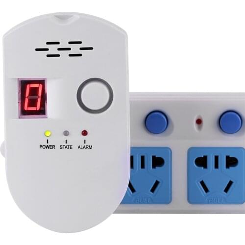 BRJ-502D LCD LPG LNG Coal Natural Gas Leak Security Alarm Sensor Warning Detector AC100V-AC240V Digital Display Gas Detector