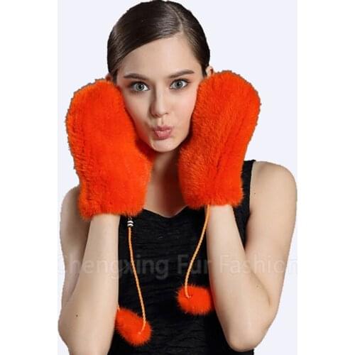 CX-A-35E New Arrival Colorful Hand Knit Real Mink Fur Glvoes