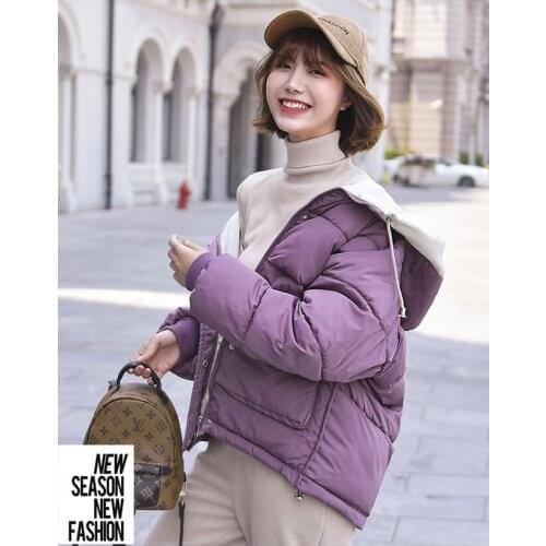 Coats Parka Womens Jackets down hooded Students' Short-style down Clothes Girls'Winter Cotton-padded