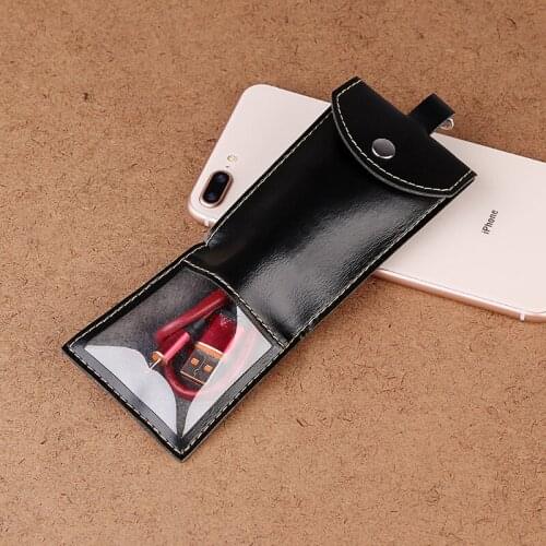 PU storage bag open window visual display package headphone cord leather charging line packaging bag custom