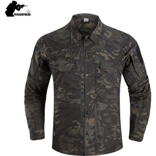 Military Mens Camouflage Tactical Shirt Male Multiple Pockets Breathable Outdoor Combat Shirt Men Commuter Shirts BG5172