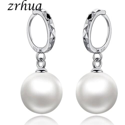 ZRHUA 925 Sterling-Silver-Earrings Ball Geometric Brincos For Women Classic Dangle Earrings Drop Modern Jewelry Big Promotion