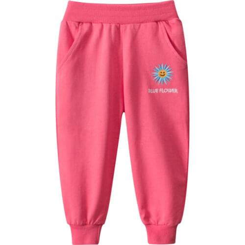 Autumn New Children Trousers Sports Pants for Girls Sweatpants Floral Print Cotton Long Trouser Elastic Waist Pants Girl Joggers