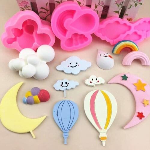Cute Cloud Moon Silicone Fondant Cake Mold Hot Balloon Shape Chocolate Candy Baking Molds DIY Birthday Cake Decoration