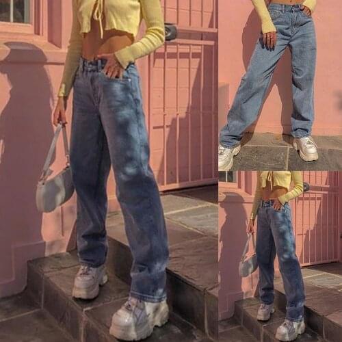 Light Blue Straight Jeans High Waist Loose Pants Womens New Spring autumn E-Girl Vintage Fashion Slim Washed Denim Streetwear