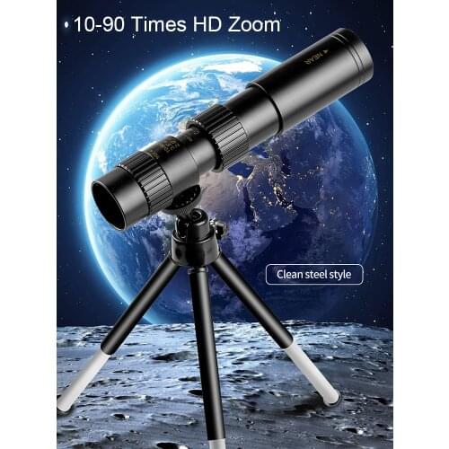 10-90x25 Professional Monocular Telescope HD 4K Powerful Binoculars Long Range High Quality BAK4-Prisms Portable for Camping