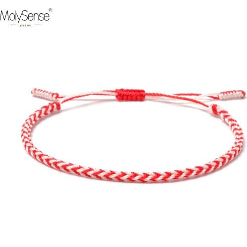 Molysense Tibetan Buddhist Lucky Silk Woven Tibetan Bracelets & Bangles For Women Men Handmade Knots Rope Wish Gift Bracelet
