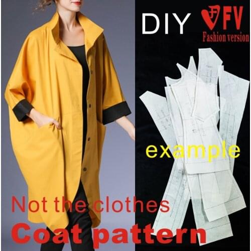 Windbreaker pattern womens casual loose coat sewing design drawing 1:1 garment pattern BFY-340