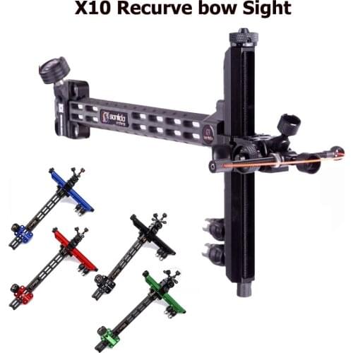 X10 Recurve Bow Sight 9 Inches Carbon Bar CNC 6061 Aluminum Target for Archery Hunting Shooting