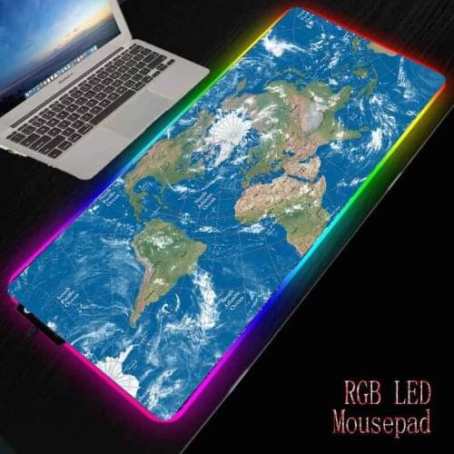 XGZ RGB World Map Pattern Big Mouse Pad LED Cool Side Light High Quality Keyboard Pad