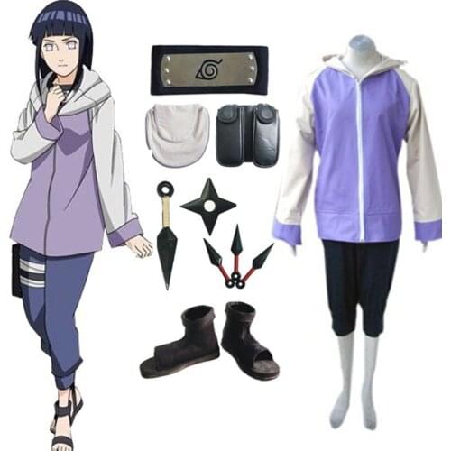 Japanese Anime Naruto Shippuuden Hinata Hyuga Cotume Full Combo Set Cosplay Uniform Suit For Adult Women Girls Halloween Costume