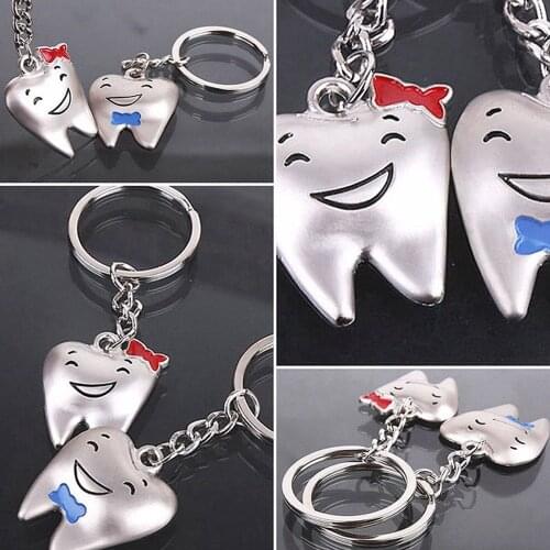 1 Pair Couple Teeth Keychains /Mouse Keyboard Lovers Keyring Gift Special Design Smooth Surface HG7127-7128