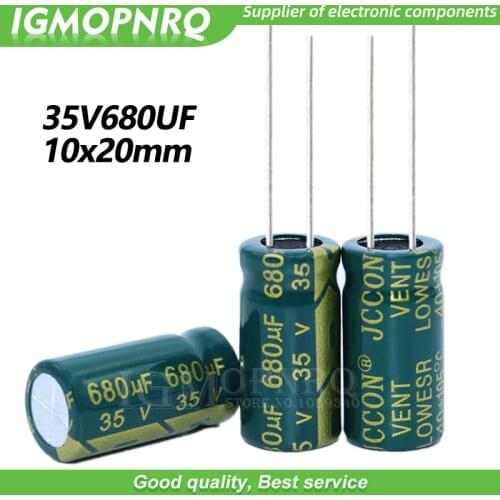 10PCS 35V680UF 10*20mm igmopnrq Aluminum electrolytic capacitor high frequent low impedance 10x20mm