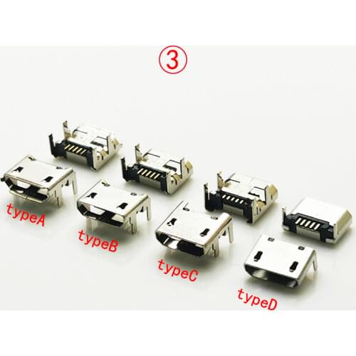 10pcs/lot Micro USB connector B type female jack 5Pin long ping 4FEET DIP FLAT MOUTH L=6.0