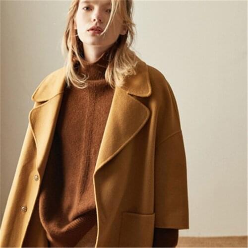 100%cashmere knit women fashion turtleneck loose short pullover sweater solid color S-XL