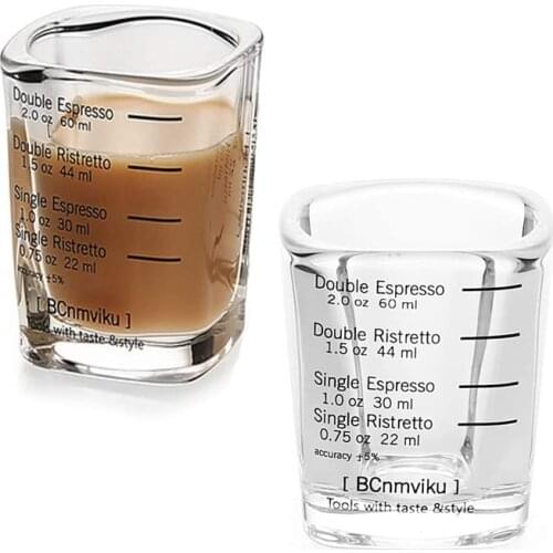 2pcs/lot 2oz Square Expresso Shot Glasses Thickened Wall Ounce Cup 60ml Measuring Scales Coffee Cup