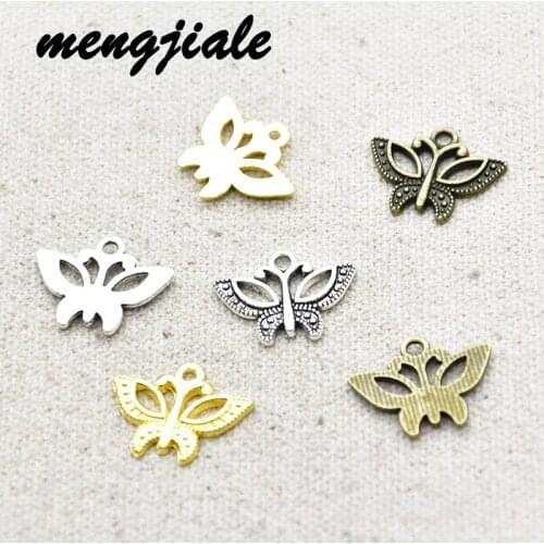 25pcs Wholesale Three Color Butterfly Charms Alloy Metal Insect Pendants For DIY Handmade Jewelry Accessories Makings 19*15mm