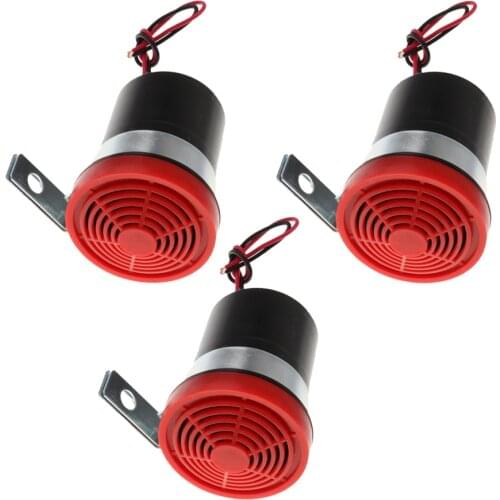 3x DC 12V 24V Auto Warning Siren Backup Alarms Horns Warning Sound Beep Reverse Siren Slim Invisible Horn Car Accessories Red
