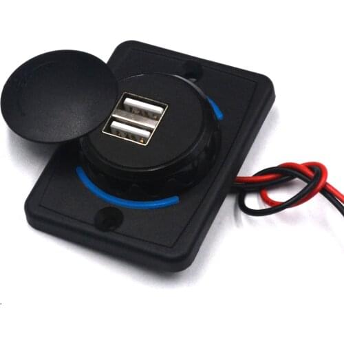 Car Dual Black ABS USB Port Charger Socket Outlet 12-24V LED Waterproof Car Accessories