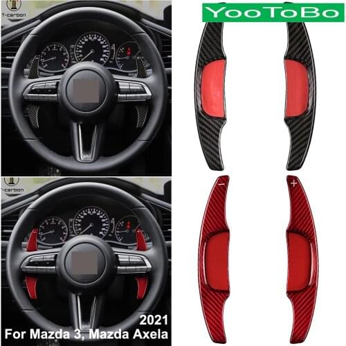 Car Styling Real Carbon Fiber Steering Wheel Shifter Paddle Extension For NEW Mazda-3 Mazda3 Axela 2020 2021 Interior Moulding