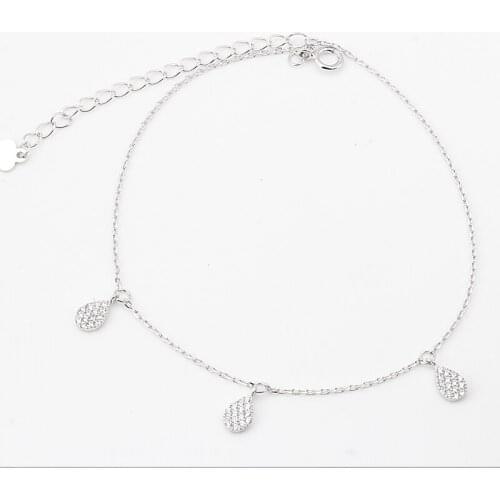 Anklets Bracelet S925 Pure Silver Sandals Beach Chain with Small Zircon Foot Anklets Fine Jewelry for Women Lady