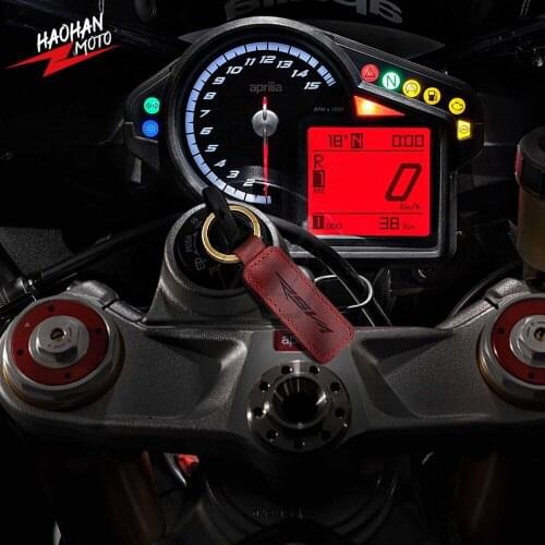 For Aprilia RSV4 Motorbike Key Motorcycle Keychain Cowhide Crazy Horse Skin Key Ring