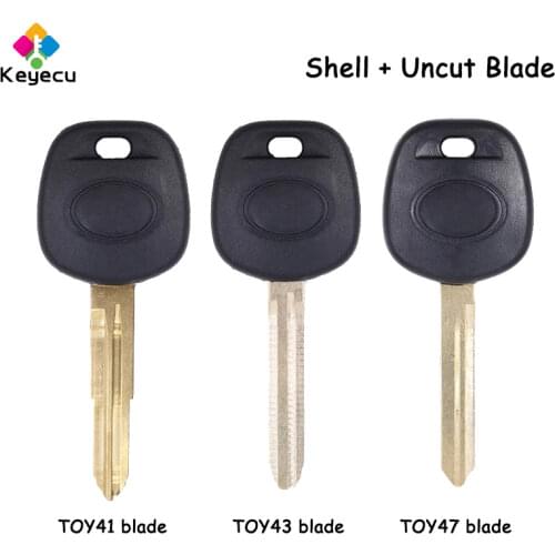 KEYECU Replacement Transponder Key Shell Case - TOY41/ TOY43/ TOY47 Blade - FOB for Toyota RAV4 Prado Yaris Camry Corolla Echo