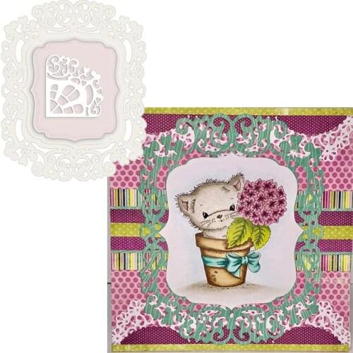 Flowery Square Pattern Metal Cutting Dies Square Pattern Of Flowers Dies Scrapbooking 2020 Embossing Crafts Cards