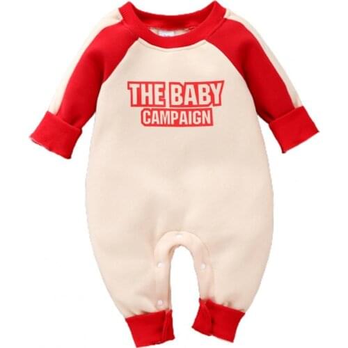 Baby Infant Warm Cotton Jumpsuit Letter Printing Thickening Toddler Boy Girl Winter Romper