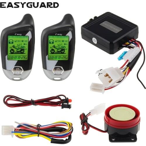 Easyguard quality two way motorcycle scooter alarm system with motion sensor remote engin start shock alarm warning dc12v