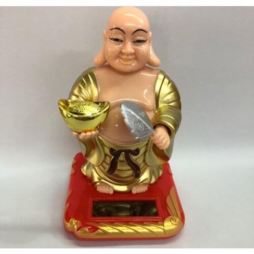Solar Powered Bobble Toy Figure Buddha , Cute Fun Car Dashboard Ornaments-2.36x2.76x3.94inch