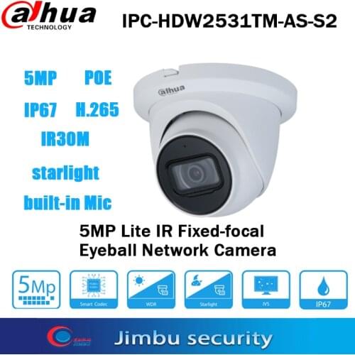 Dahua 6MP POE H.265 onvif IP Camera IPC-HDW4631C-A Metal casing Built-in MIC IR50m IP67 IK10 Dome indoor network Camera