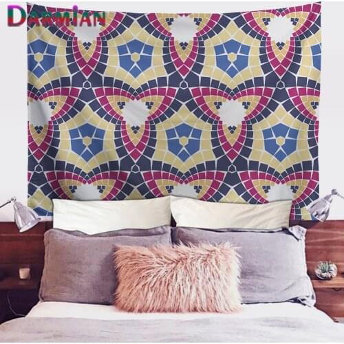 DARMIAN Boho Style Tapestry Picnic Mat Carpet Sleeping Blanket Mandala Geometric Printing Background Cloth Bedroom Wall Decor