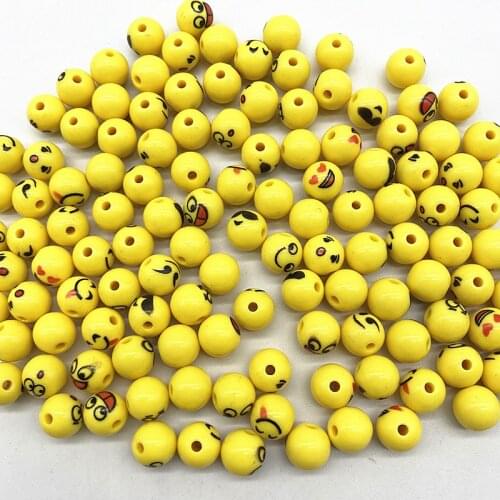 20pcs 10mm Round Acrylic Smiling Face Beads Jewelry Making DIY Clothing Accessories