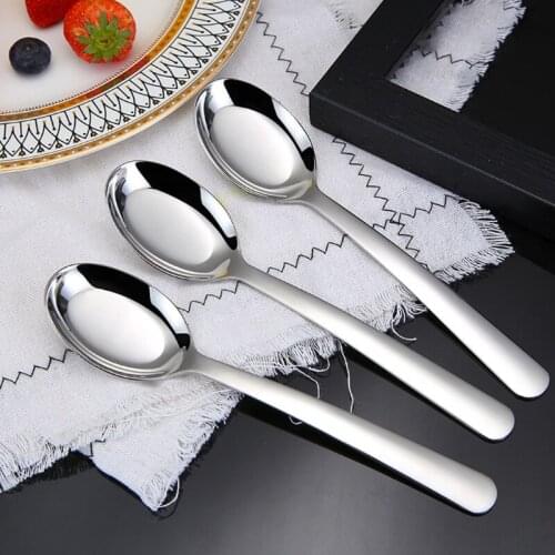Stainless Steel Kitchen Tableware Children Flat Head Spoon Soup Coffee Tablespoon Teaspoon