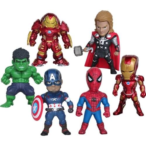 Marvel The Avengers Spider Man Iron Man Thor Hulk Figure Ornament doll car cake bedroom decoration The best gift for children