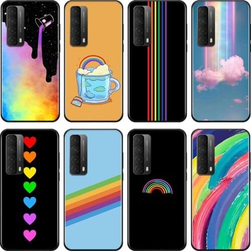 Fashion Rainbow Art For Huawei Y9A Y9S Y9 Y8P Y8S Y7A Y7P Y7 Y6 Y6P Y6S Y5P Y5 Prime Pro 2019 2020 Black Soft Phone Case