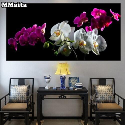 Orchid white purple Flower Diamond Painting Rhinestone 5D DIY Diamond Embroidery,set,diamond Mosaic Large Size,art GG5717