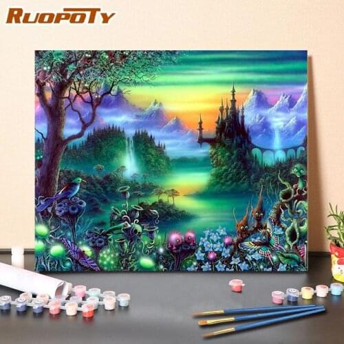 RUOPOTY DIY Painting By Numbers Forest Paint Kits Pictures For Adult Paint By Numbers Kits On Canvas DIY Minimalist Style
