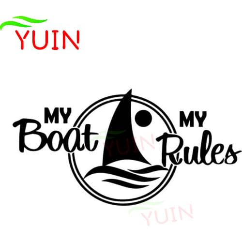 My Boat My Rules Rowing Water Wave Car Sticker Car Window Decoration PVC Waterproof Sunscreen Decal Black/White/Red/Laser/Silver