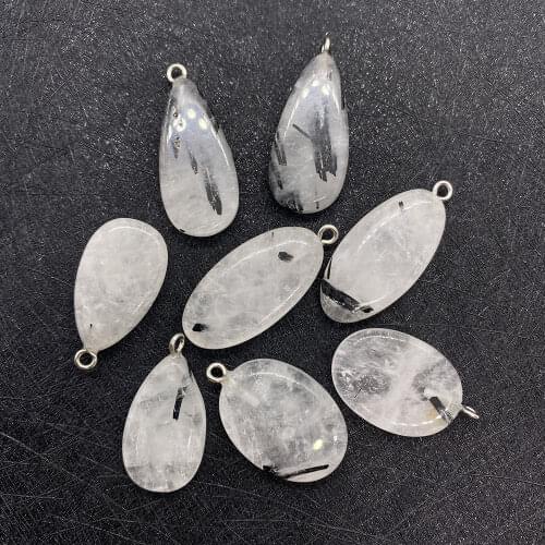 Natural Stone Wholesale White Drop-shaped Egg-shaped Oval Crystal Pendant for DIY Handmade Fashion Exquisite Jewelry Accessories