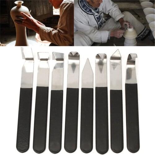 Stainless Steel Repaired Embryo Knife Clay Pottery Tools Art Supplies Sculpture Tools Art Set Gypsum Scraper 8PCS High Quality