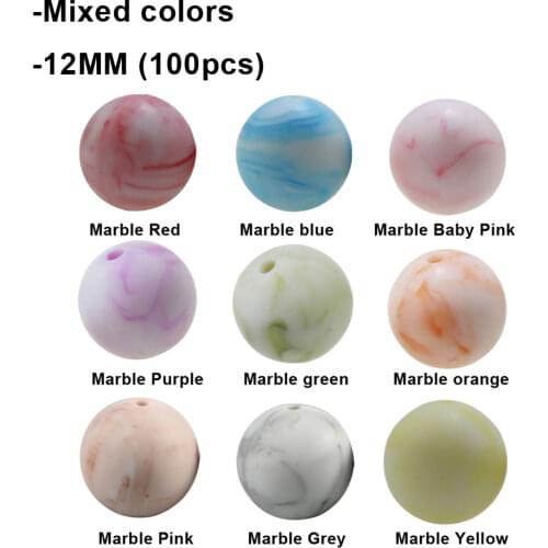 NEW! 12MM Round bead 200PCS/lot Silicone Teething Necklace beads 40 colors Food Grade Silicone loose bead for baby chew BPA free