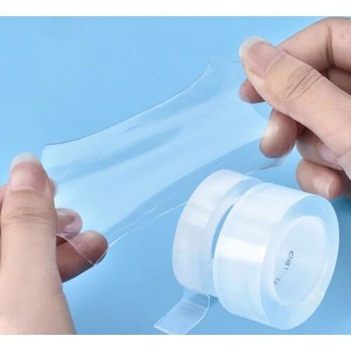 2021New Double Sided Tape Transparent Self Adhesive Tapes Reusable Nano Traceless Magical Washable Waterproof Double-Sided Tape